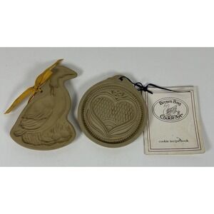 Brown Bag Cookie Art lot of 2 Goose Heart Stoneware Mold